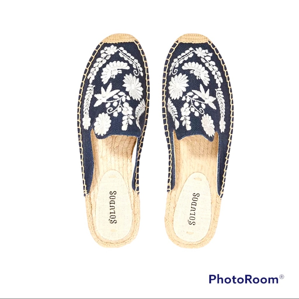 Soludos Mule Ibiza Navy Canvas - Midnight Blue Size 7